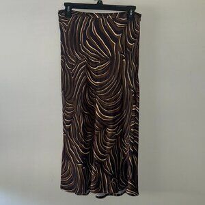 J. McLaughlin Louisa May Midi Skirt in Brown/Black Zambria Bias Women's Sz 4 NWT